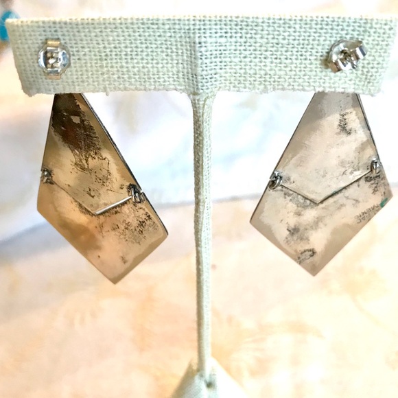 Vintage Taxco 925 SS Turquoise Chip Inlay Earrings - Picture 2 of 3